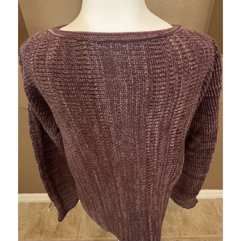 J Jill Long Sleeve Cotton Blend Sweater Plum Pullover Cable Knit Design Size SP - Picture 5 of 8